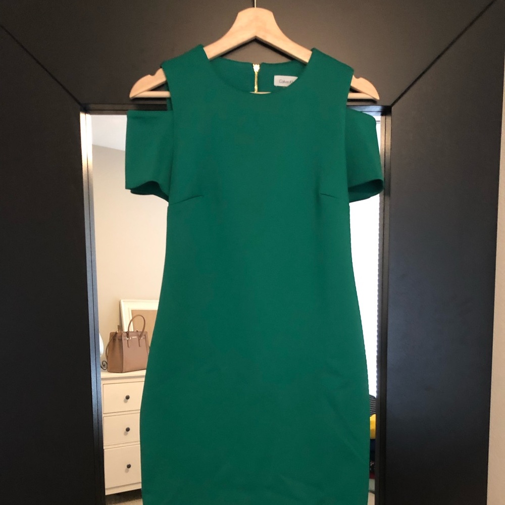 Green Cap-Sleeve Dress
